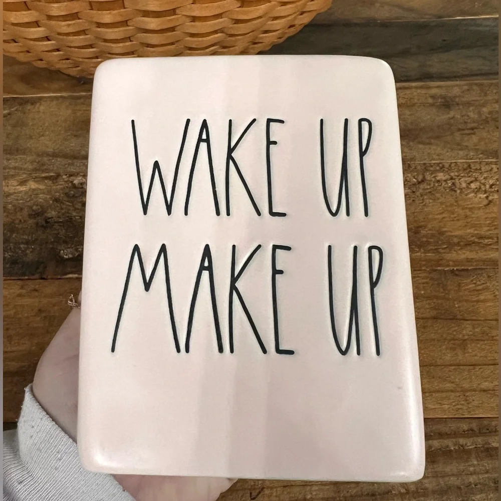 Rae Dunn Artisan Collection Wake Up Make Up Ceramic Storage Vessel